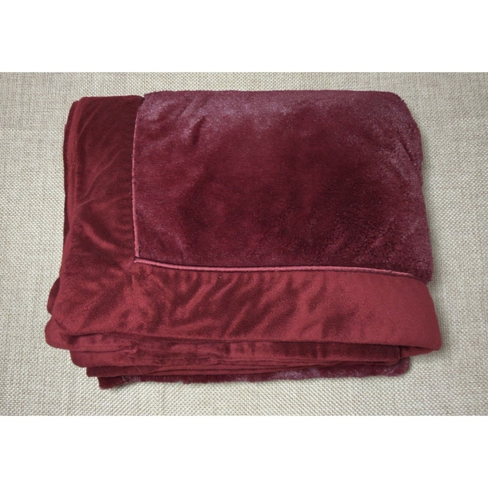 Restoration Hardware Throw Blanket Red Cozy Plush Shiny 60x70" Faux Fur RH